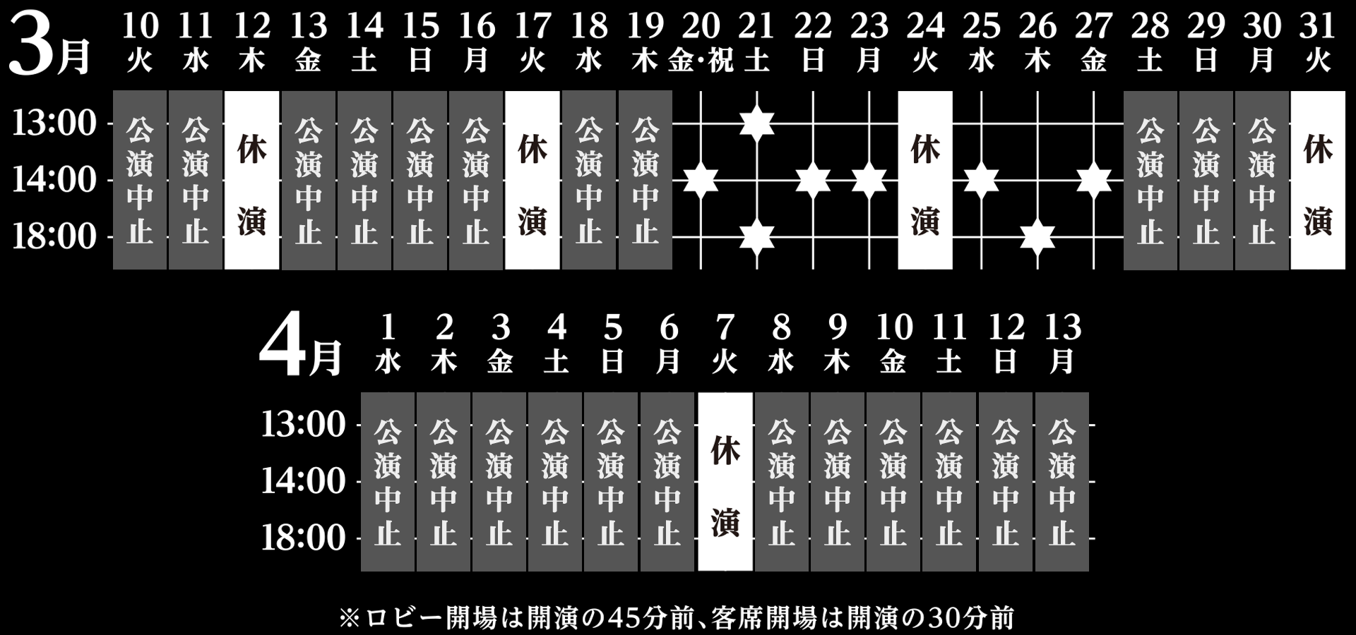 2020年3月10日(火)～4月13日(月) 舞浜アンフィシアター